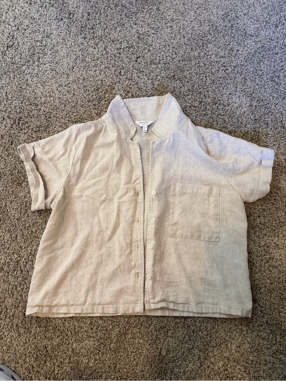 Banana Republic Linen-blend Boxy Short-Sleeve Beige